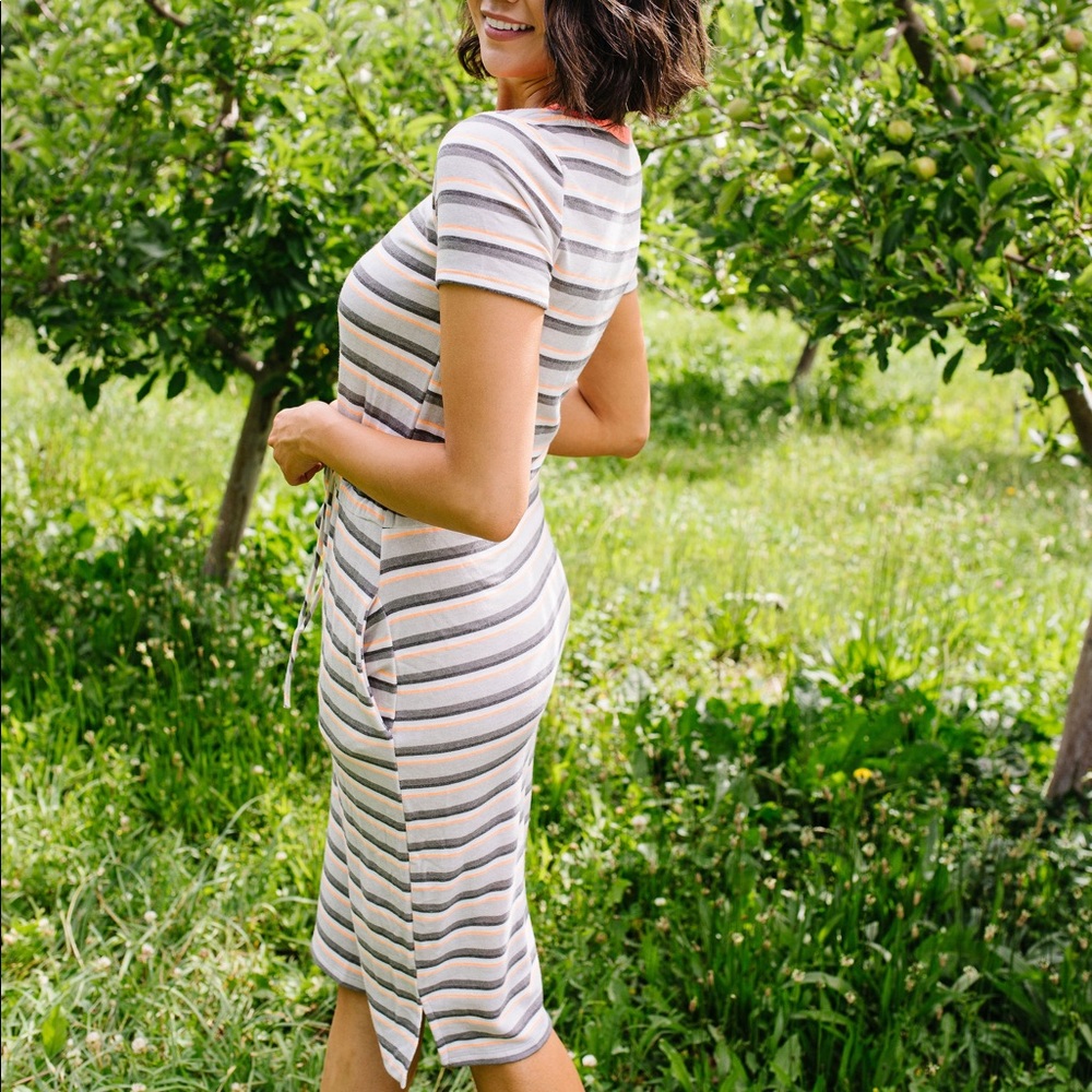 Striped Drawstring T-Shirt Dress - Picture 8 of 12